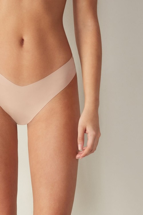 Intimissimi 80s-style Brazilian Panties in Ultralight Microfiber Beige | 40923HJQP