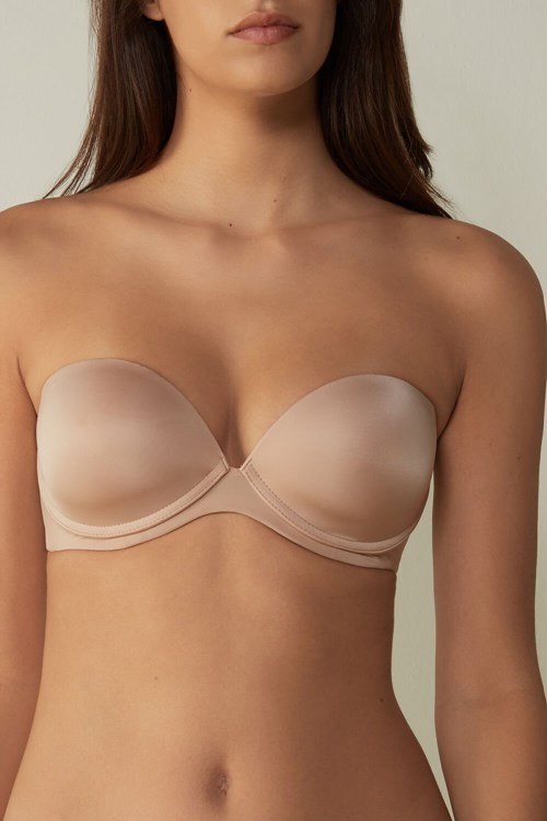 Intimissimi Anna Bandeau Bra in Ultralight Microfiber Beige | 57149DWSA