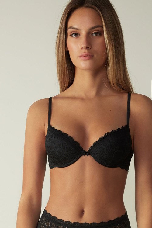 Intimissimi Bellissima Push-up Bra in Kanten Zwart Zwart | 45697EULZ