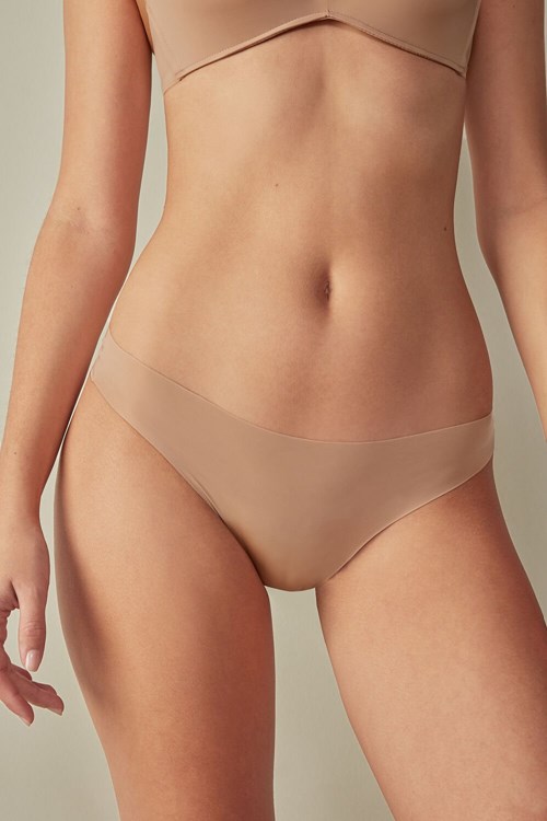 Intimissimi Brazilian Panties in Seamless Ultra Light Microfiber Beige | 50731EABV