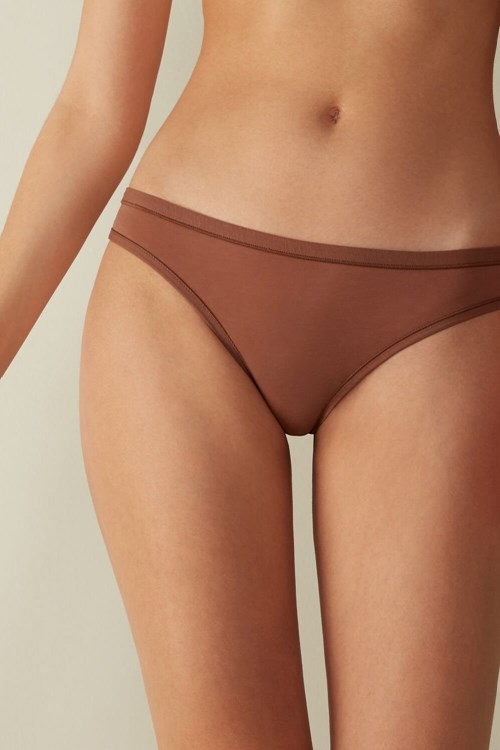 Intimissimi Brazilian Panties in Ultralight Supima® Katoenen Donkerbeige | 91635EJZN