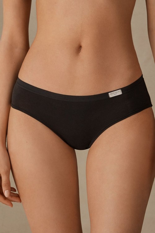 Intimissimi Cozy Panties in Katoenen Zwart Zwart | 13504EOQG