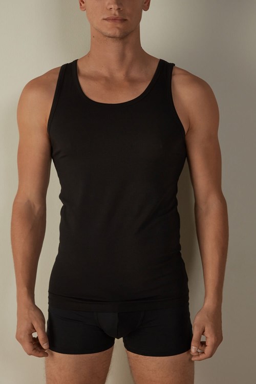 Intimissimi Crew Neck Tank Top Zwart Zwart | 43921USHX