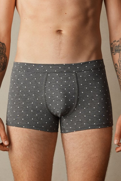 Intimissimi Dotted Boxers in Stretch Supima® Katoenen Grijs Grijs | 72935QDYT