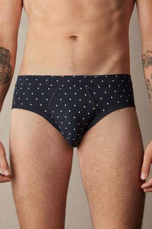 Intimissimi Dotted Briefs in Stretch Supima® Katoenen Blauw Blauw | 01427SDPB