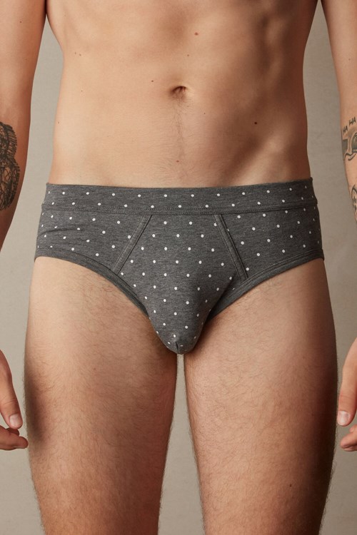 Intimissimi Dotted Briefs in Stretch Supima® Katoenen Grijs Grijs | 24610FPUC