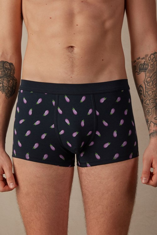 Intimissimi Eggplant Boxers in Stretch Supima® Katoenen Blauw Blauw | 10429TMHK