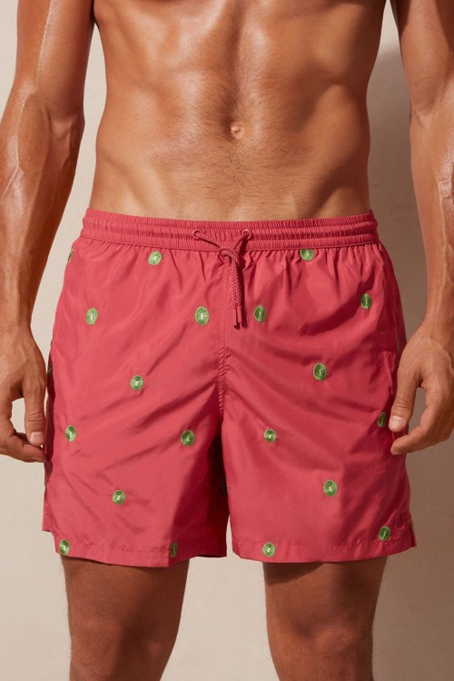 Intimissimi Embroidered Kiwi Swim Trunks Rood Donkerroze | 49028YMIF