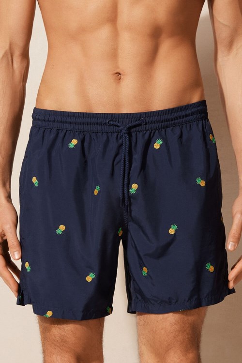 Intimissimi Embroidered Pineapple Swim Trunks Blauw Blauw | 10879MSNA