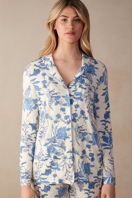 Intimissimi Feeling Beautiful Button Up Shirt in Modal Print - 222j - Feeling Beautiful Print | 07956PXOT