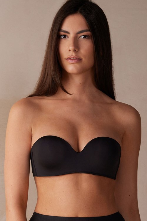 Intimissimi Gioia Bandeau Bra in Ultralight Microfiber Zwart Zwart | 90213CHYN