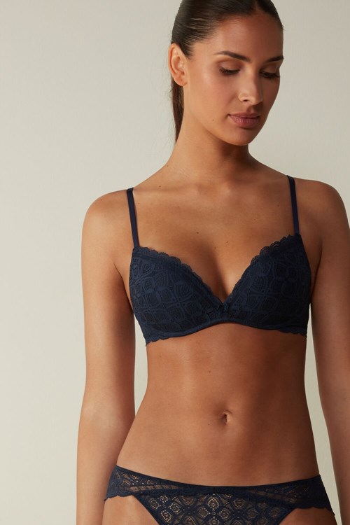 Intimissimi Gioia Super Push-Up Bra in Kanten Blauw Blauw | 94015ZSKE