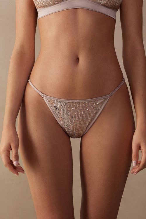 Intimissimi Glistening Charme String Brazilian Zilver | 72946CYSV