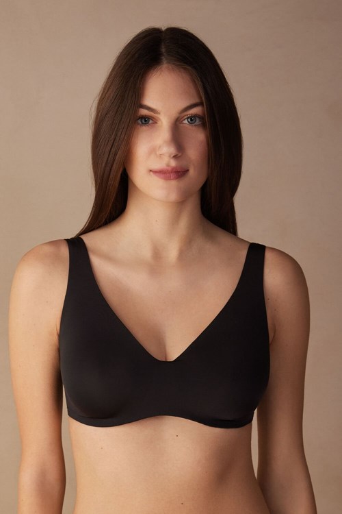 Intimissimi Greta Balconette Bra in Ultralight Microfiber Zwart Zwart | 65320HXNQ