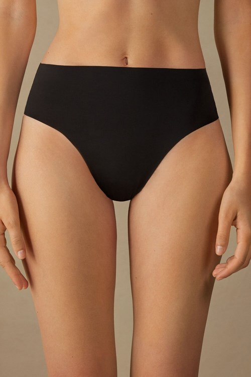 Intimissimi High Taille String in Seamless Ultralight Microfiber Zwart Zwart | 23908DAEF