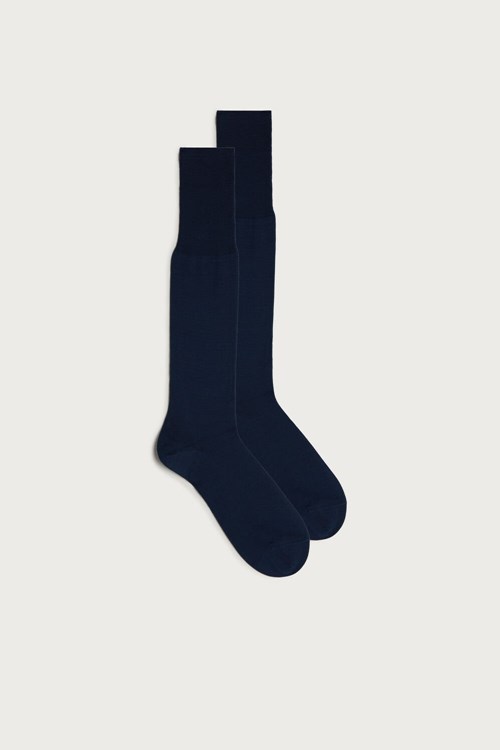 Intimissimi Hoge Sateen Egyptian Katoenen Socks Blauw Lichtblauw | 19632BIGT