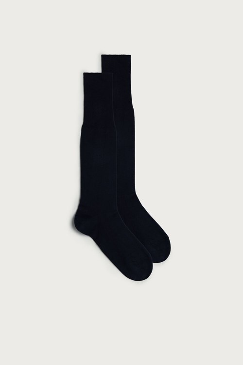 Intimissimi Hoge Warm Katoenen Socks Blauw Blauw | 71984MXGC