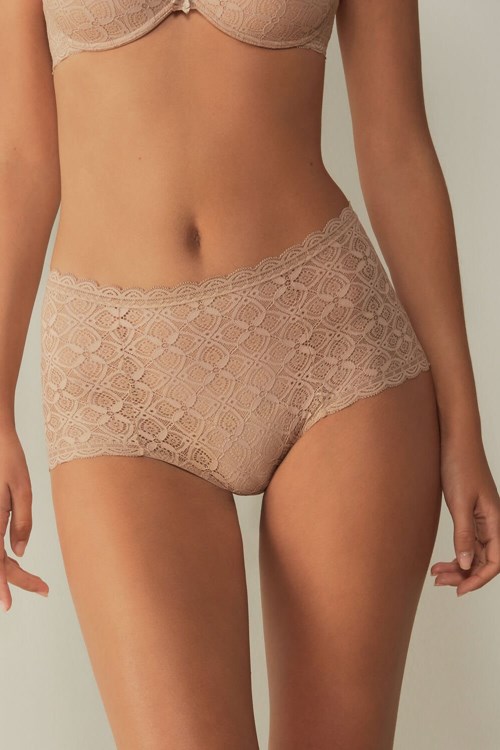 Intimissimi Kanten High Taille Hipster Beige | 43957XFSD