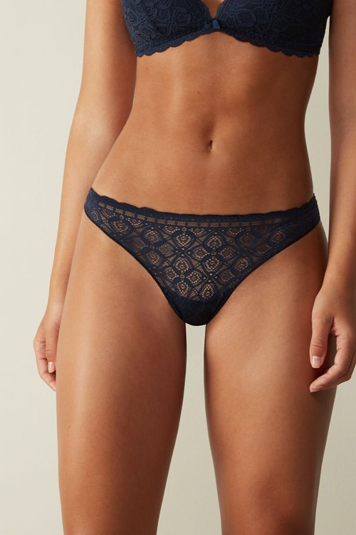 Intimissimi Kanten and Microfiber Brazilian Blauw Blauw | 57402YHON