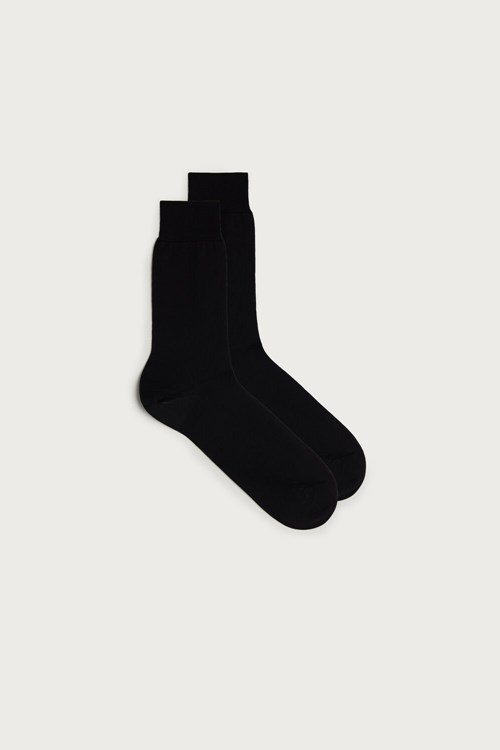 Intimissimi Kort Sateen Egyptian Katoenen Socks Zwart Zwart | 16782FOSC