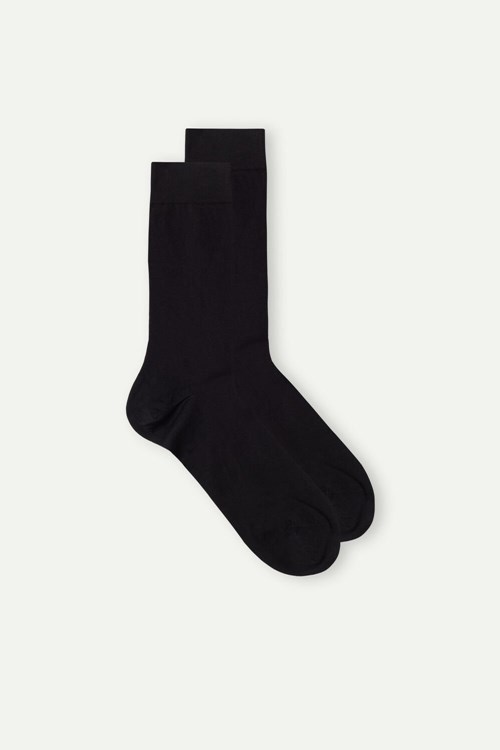 Intimissimi Kort Socks in Stretch Supima® Katoenen Zwart Zwart | 49031QZJD