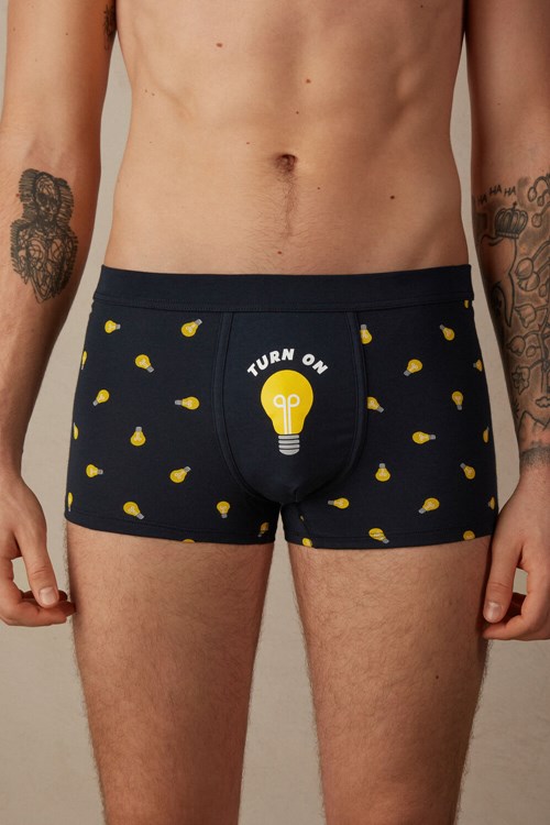 Intimissimi Light Bulb Boxers in Stretch Supima® Katoenen Blauw Blauw Licht | 82407QMKU