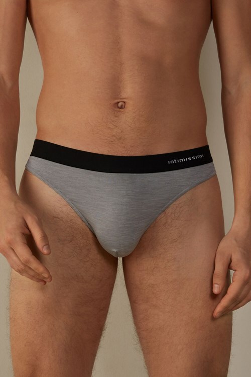 Intimissimi Logo Detailed Microfiber String Grijs Lichtgrijs | 07825TXAK