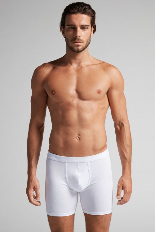 Intimissimi Long Boxers in Stretch Supima® Katoenen Wit Wit | 84321YVEH