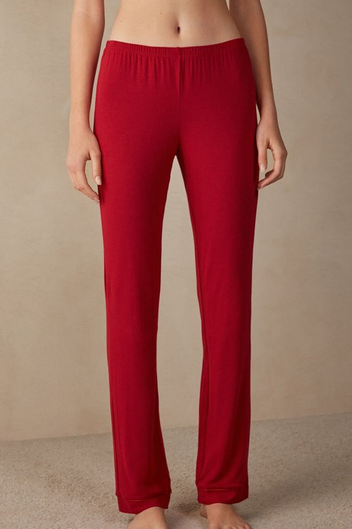 Intimissimi Long Micromodal Trousers Rood Rood | 56401UMTI