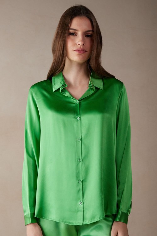 Intimissimi Long Sleeve Silk Shirt Groen Mintgroen | 02934IEYT