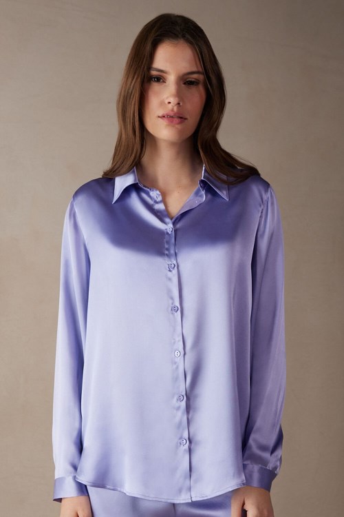 Intimissimi Long Sleeve Silk Shirt Lavendel | 34258HZCQ