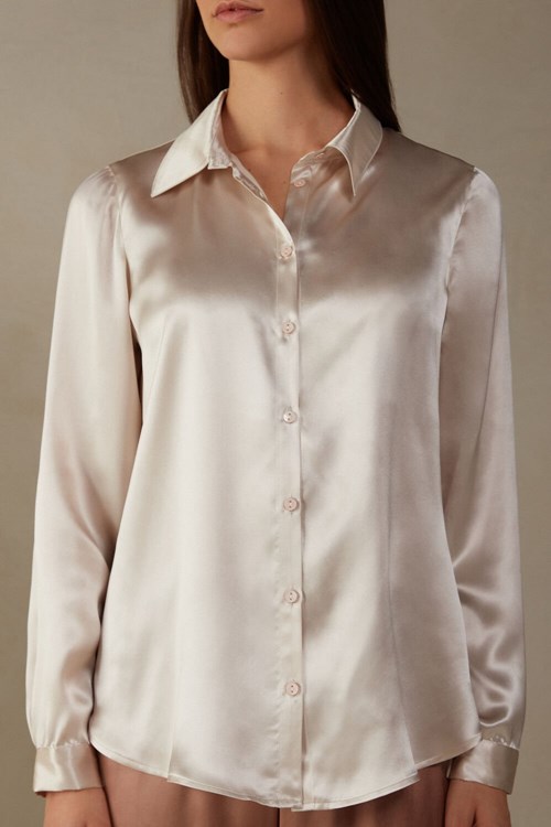 Intimissimi Long Sleeve Silk Shirt Roze | 83627BSDX