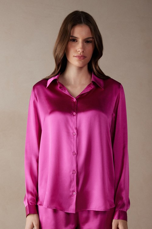 Intimissimi Long Sleeve Silk Shirt Roze Roze | 91756HZBF