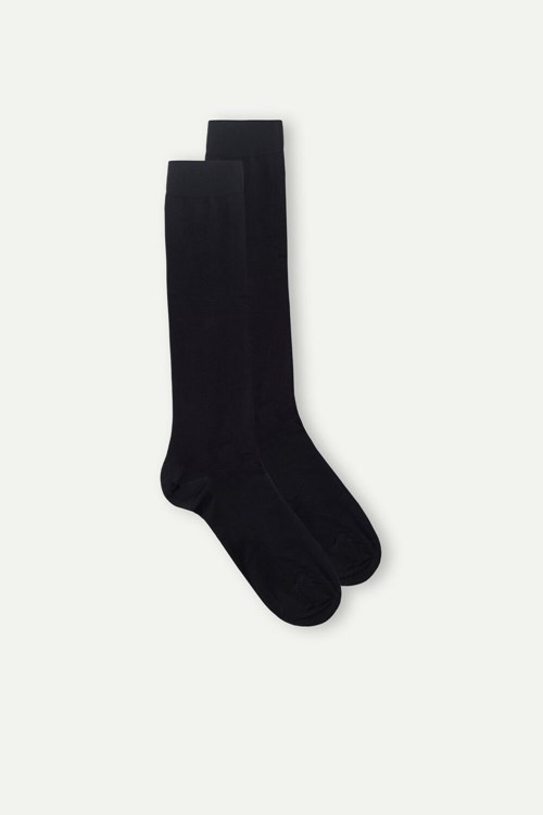 Intimissimi Long Socks in Stretch Supima® Katoenen Zwart Zwart | 08291JHFA