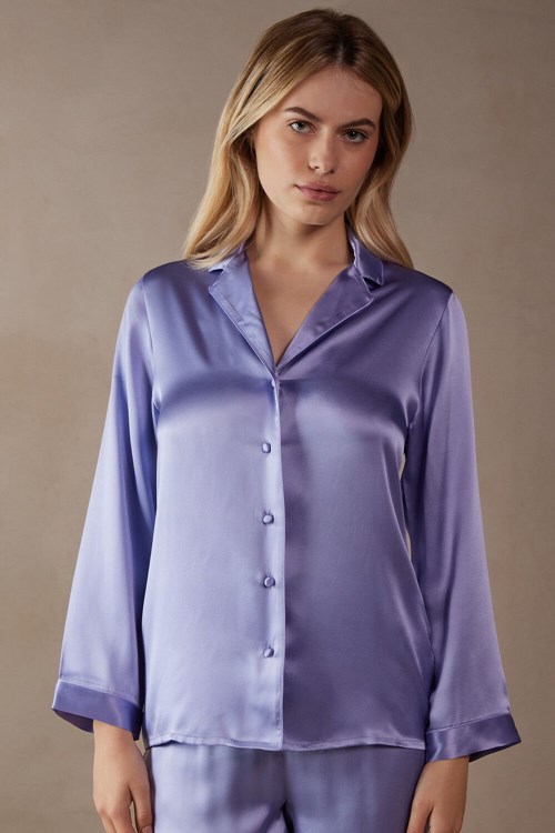 Intimissimi Mannish-Cut Jacket in Silk Satin Lavendel | 05387TGWH