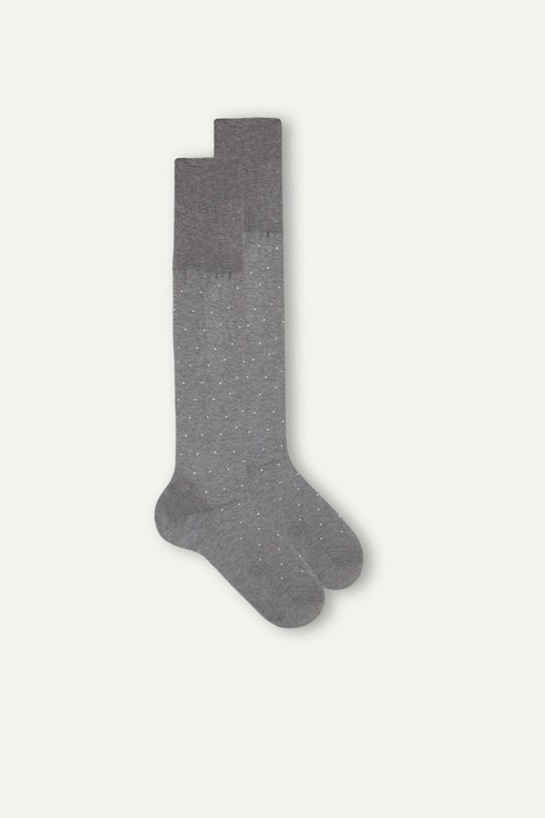 Intimissimi Men’s Long Socks in Patterned Lisle Katoenen Grijs Grijs | 98236DHFB