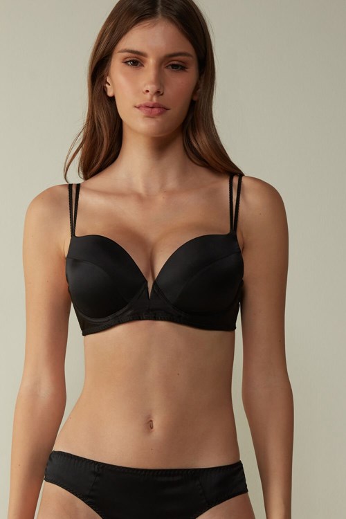 Intimissimi Mia Silk Super Push-Up Bra Zwart Zwart | 35964BFUE