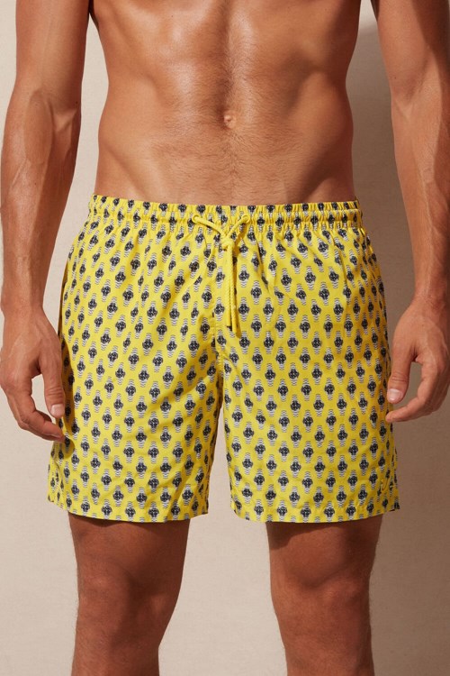 Intimissimi Micro Watch Print Swim Trunks Geel | 70362KXJW