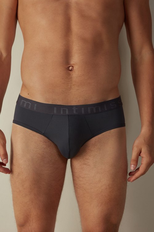 Intimissimi Microfiber Briefs with Logo Detail Grijs Grijs | 85943MLXR