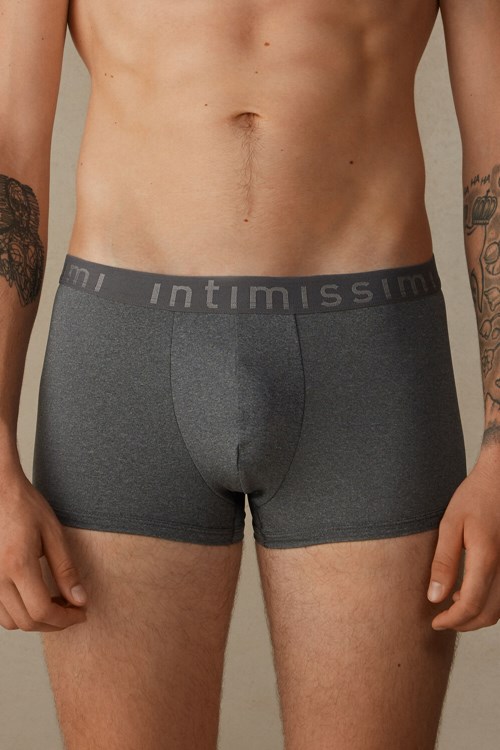 Intimissimi Microfiber Logo Boxer Shorts Donkergrijs Grijs | 03785EIDW