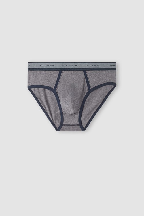 Intimissimi Natural Fresh Supima® Katoenen Briefs with Logo Donkergrijs Grijs Blauw | 13249GPAK