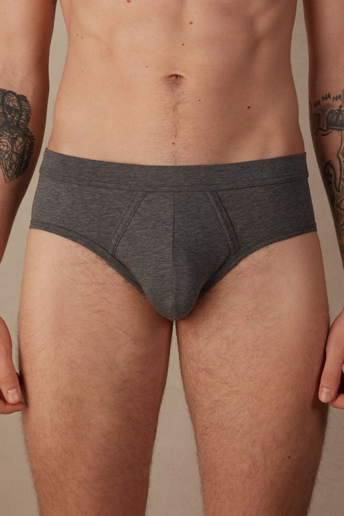 Intimissimi Natural Fresh Supima® Katoenen Briefs Donkergrijs Grijs | 23978ELBO