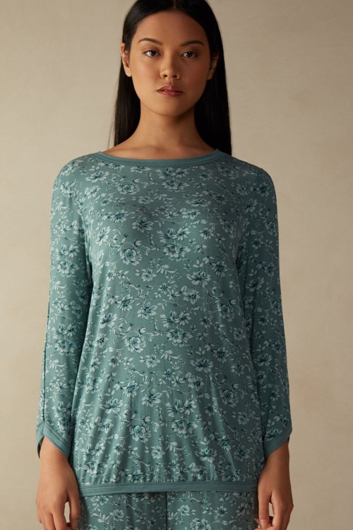 Intimissimi Prairie Bouquet Long Sleeve Top Groen | 25780NSYR