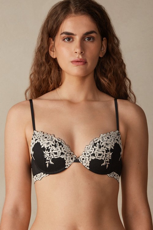 Intimissimi Pretty Flowers Bellissima Push-up Bra Gekleurd Zwart | 47263XHNS