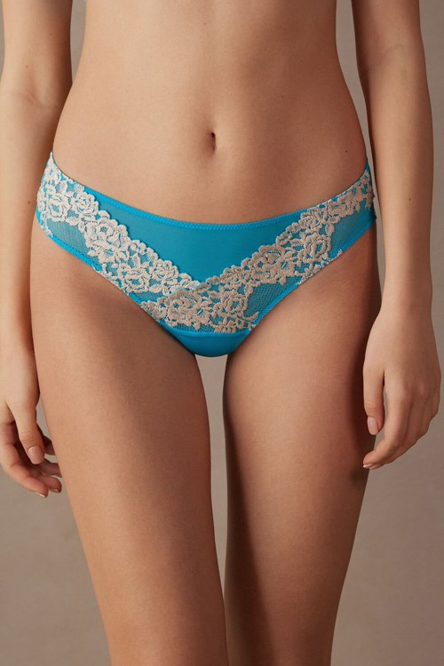 Intimissimi Pretty Flowers Brazilian Blauw Turquoise | 16054KGFY