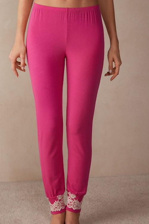 Intimissimi Pretty Flowers Full Length Cuffed Modal Pants Roze Roze | 84563KAPH