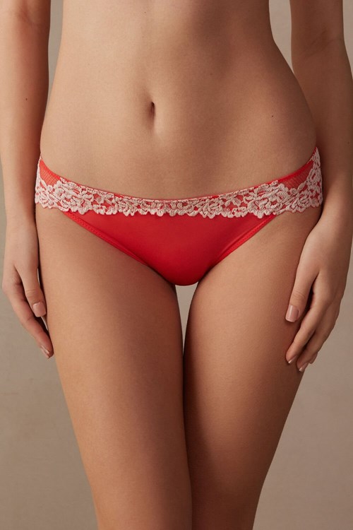 Intimissimi Pretty Flowers Panties Ivory - 216j - Flame Scarlet / Ivory | 07289QGVM