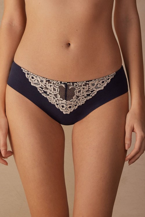 Intimissimi Pretty Flowers Seamless Katoenen Panties Blauw Diepblauw | 04562HWOV