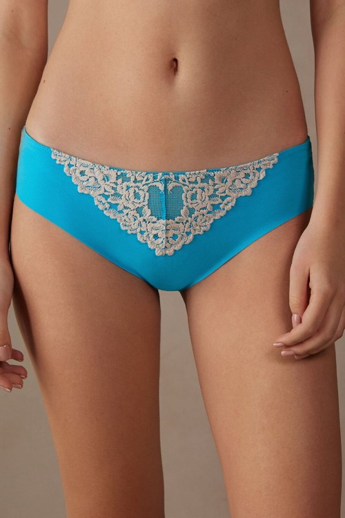 Intimissimi Pretty Flowers Seamless Katoenen Panties Blauw Turquoise | 53062SPOI