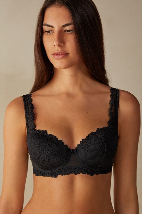 Intimissimi Pretty Flowers Sofia Balconette Bra Zwart Zwart | 81652MRTE